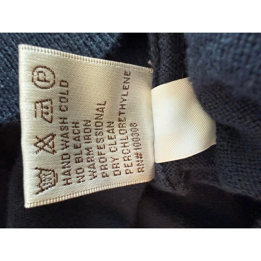 Peter Millar Navy‎ Blue Cotton Cashmere V-Neck Sweater Size Large